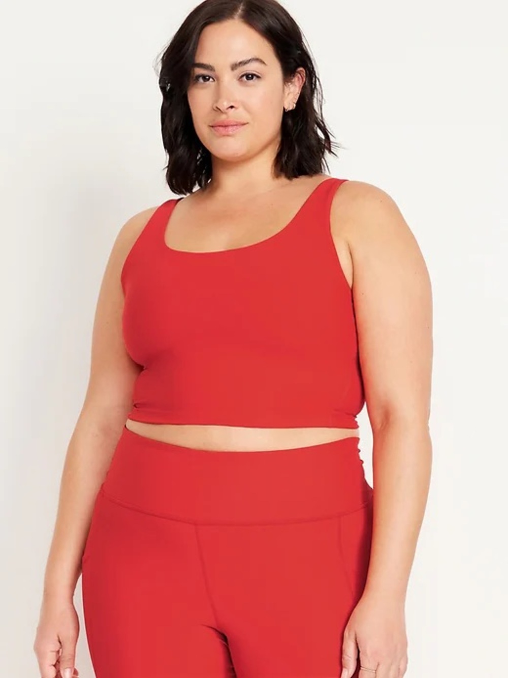 Red Scoop Neck Crop Tank